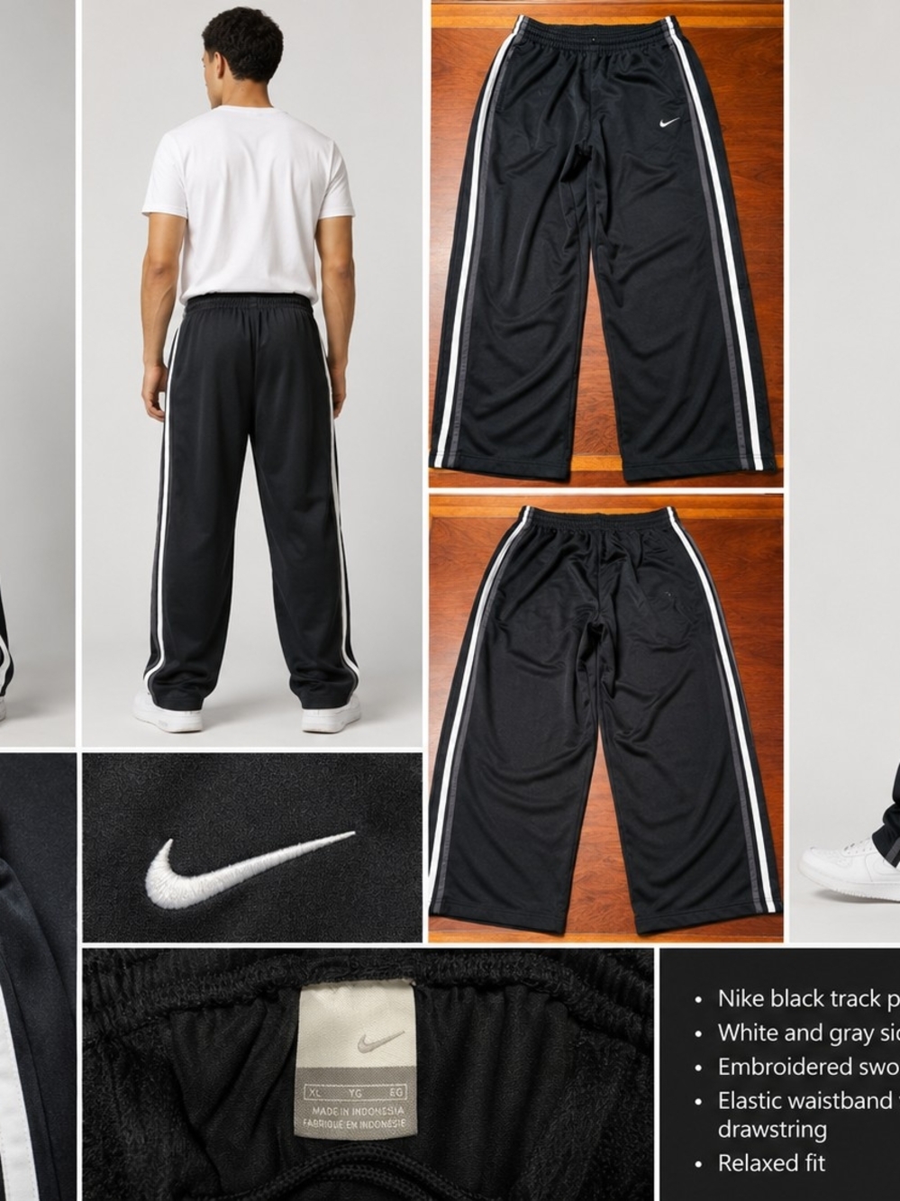 Nike Black Sweatpants with White Side Stripes